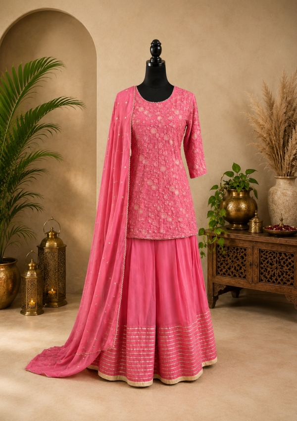 Pink Sharara Set